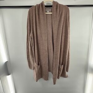 Barefoot Dreams CozyChic Lite Open Front Cardigan Taupe 1X Style 905